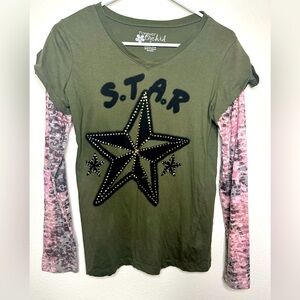 Y2K forever orchid long sleeve top rhinestones studs Camo size 16 girls